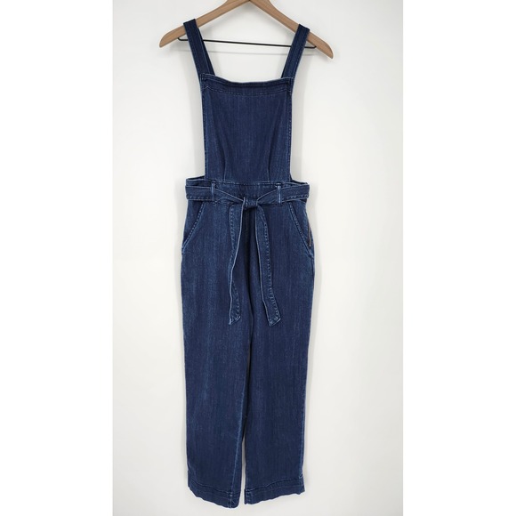 Universal Thread Denim - Universal Thread Dark Wash Wide Leg Overalls Womens 8 Modern Tie Waist Festival